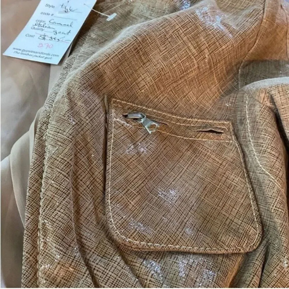 Abandon Italian leather Vintage Metallic Jacket Tan L Rare One Of A Knind - Picture 8 of 15